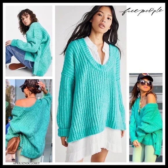 FREE PEOPLE BOHO PULLOVER SWEATER RETRO 90s VIBES CHUNKY KNIT COZY PULLOVER A3C - Picture 11 of 13